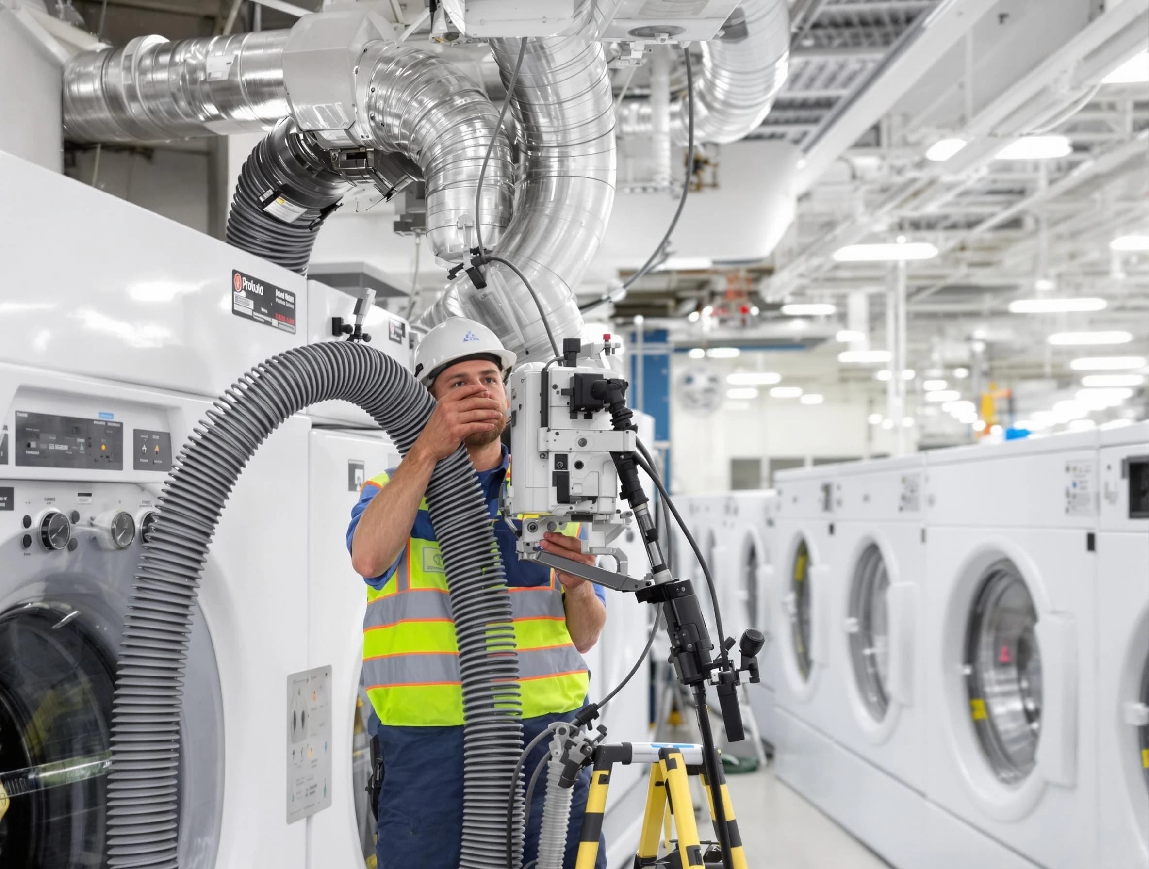 Marietta Dryer Vent Cleaning team performing commercial-grade dryer vent cleaning at a business facility in Marietta