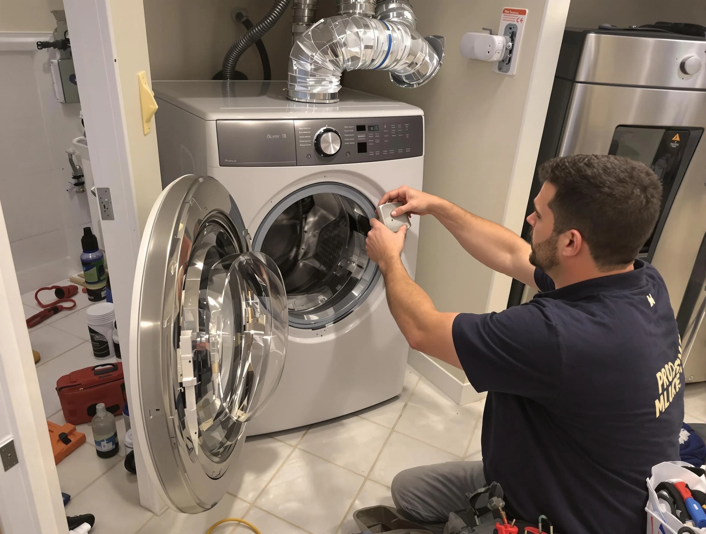 Marietta Dryer Vent Cleaning technician performing precise dryer vent hose installation in Marietta