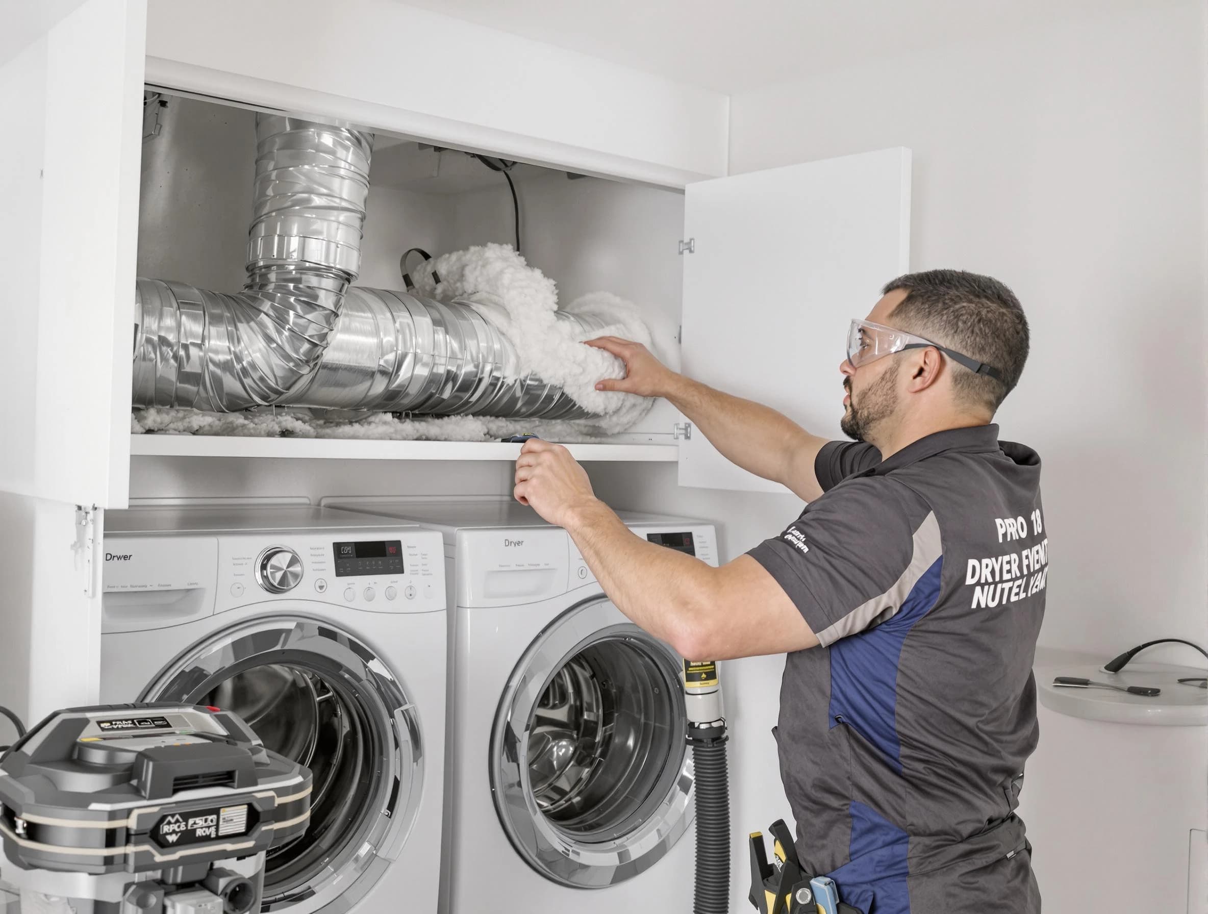 Marietta Dryer Vent Cleaning certified technician performing specialized gas dryer vent cleaning in Marietta