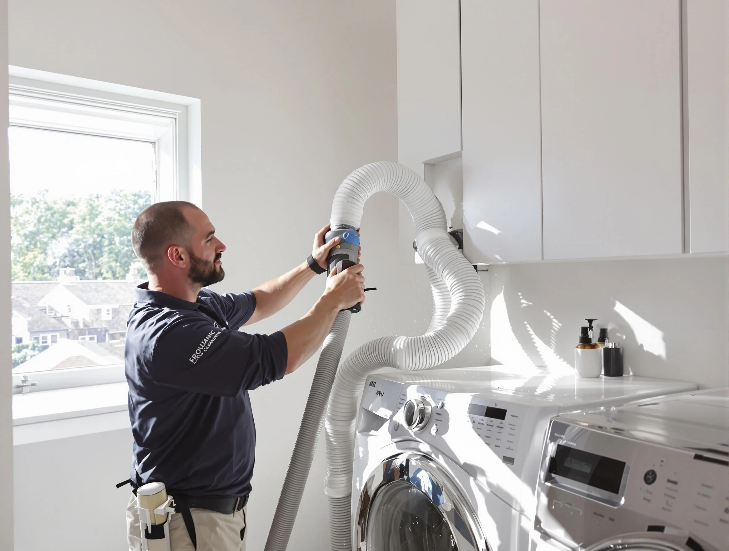 Certified Marietta Dryer Vent Cleaning technician performing dryer vent cleaning in Marietta